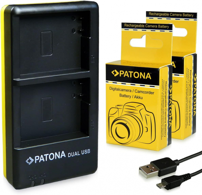Pachet Incarcator Dual USB si 2 x Acumulatori Patona EN-EL3e pentru Nikon D700 D300 [2]