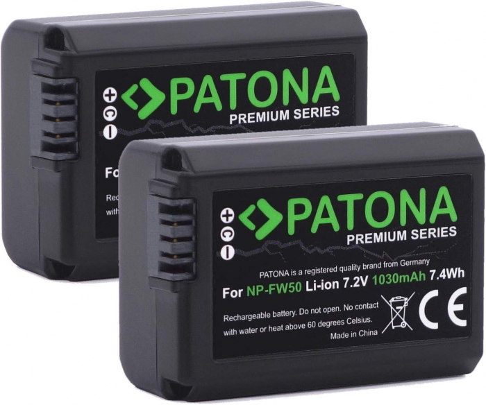 Pachet Incarcator Dual USB si 2 x Acumulatori Patona Premium NP-FW50 pentru Sony NEX.3 NEX.5 [2]