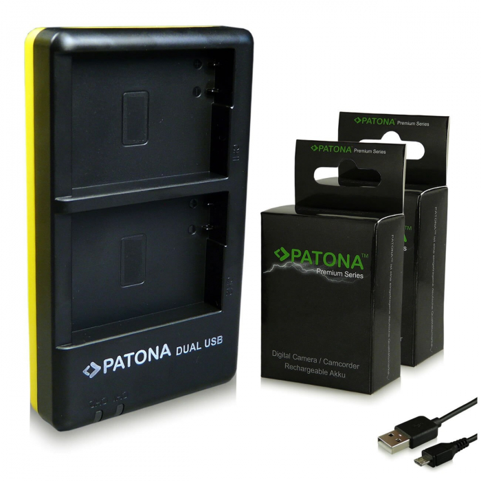 Pachet Incarcator Dual USB si 2x Acumulator Patona Premium pentru Canon BP-511 BP-512 [2]