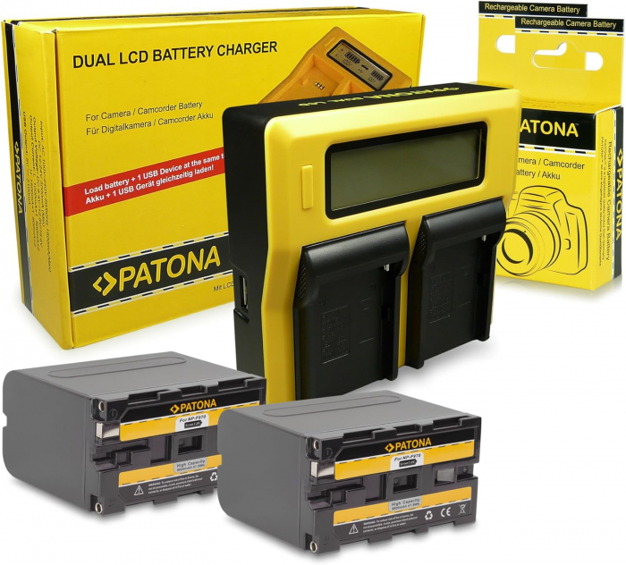 Pachet Incarcator Patona Dual LCD, 2x Acumulatori Patona NP-F970 pentru Sony DSR-200, MVC-FD200, DCR-TR7000 [7]
