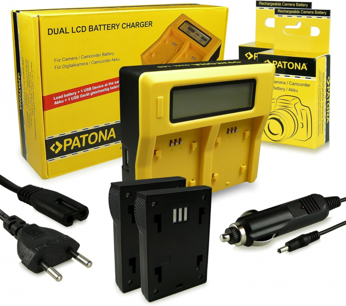Pachet Incarcator Patona Dual LCD, 2x Acumulatori Patona NP-F970 pentru Sony DSR-200, MVC-FD200, DCR-TR7000 [6]