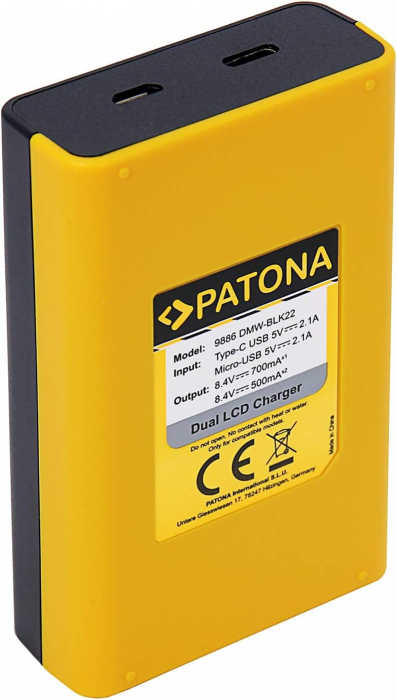 Pachet Incarcator Patona Dual LCD USB, 2 x Acumulatori Patona Protect pentru Panasonic DMW-BLK22 [3]