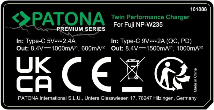 Pachet Incarcator PD Performance si 2 x Acumulatori Patona Protect NP-W235 pentru Fuji X-T4 [10]