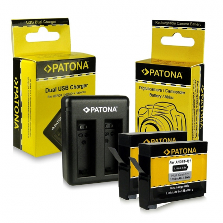 Pachete Promo - 2x Acumulator GoPro Hero4 AHDBT-401 + Incarcator Dual AHBBP-401