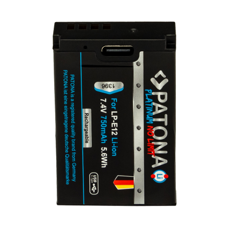 Acumulator cu intrare USB-C pentru Canon LP-E12 750mAh Patona Platinum [4]