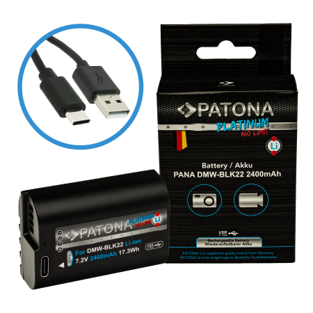 Aparate foto - Acumulator cu intrare USB-C pentru Panasonic DMW-BLK22 2400mAh Patona Platinum