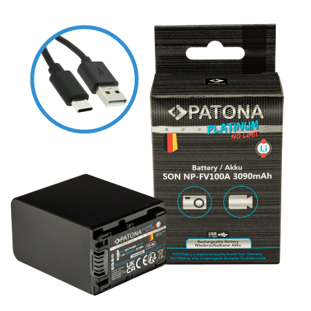 Acumulator cu intrare USB-C pentru Sony NP-FV100 3090mAh Patona Platinum