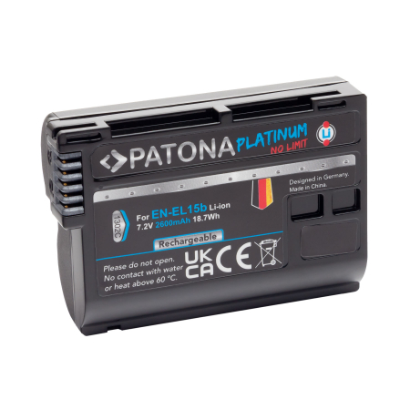 Aparate foto - Acumulator Patona Platinum EN-EL15B 2600mAh pentru Nikon D7000 D7100 D600 D610 D800 D800E D810 D850 Z7 V1