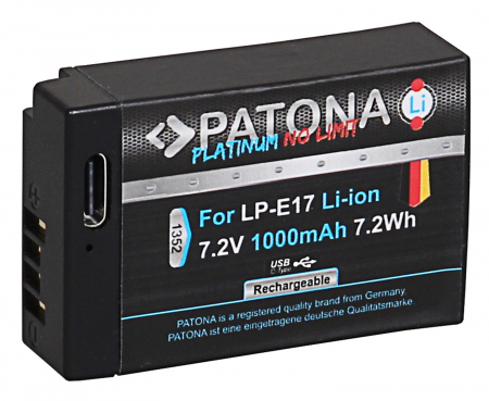 Acumulator tip Canon LP-E17 cu port USB-C 1000mAh Patona Platinum