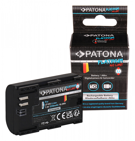 Aparate foto - Acumulator tip Canon LP-E6  cu port USB-C 2250mAh Patona Platinum