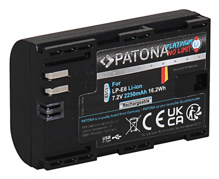 Acumulator tip Canon LP-E6  cu port USB-C 2250mAh Patona Platinum [1]