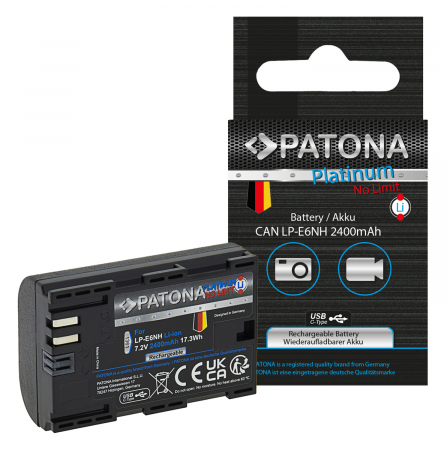 Aparate foto - Acumulator tip Canon LP-E6NH cu port USB-C 2400mAh Patona Platinum