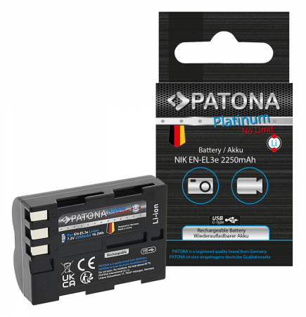 Aparate foto - Acumulator tip Nikon EN-EL3e cu port USB-C 2250mAh Patona Platinum
