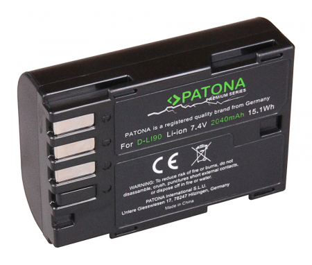 Aparate foto - Acumulator pentru Pentax D-LI90 2040mAh Patona Premium