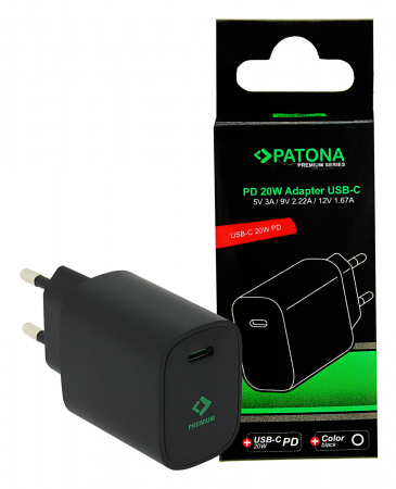 Telefoane mobile - Adaptor retea PD20W 5V/3A 9V/2.22A 12V/1.67A USB-C PD3.0 QC3.0 Patona Premium