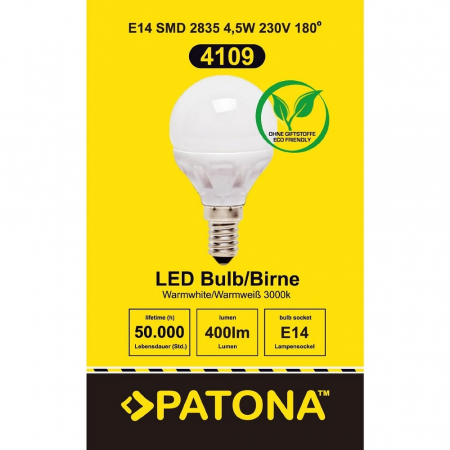 Bec LED E14 4,5W alb cald echivalent 40W [2]