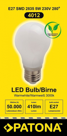 Bec LED E27 5W alb cald echivalent 40W [2]