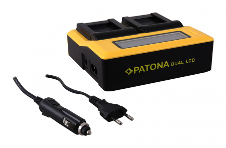 Incarcator Dual LCD cu placute pentru acumulator Canon LP-E10 Patona [1]
