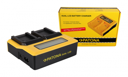 Aparate foto - Incarcator Dual LCD cu placute pentru acumulator Canon NB-7L Patona