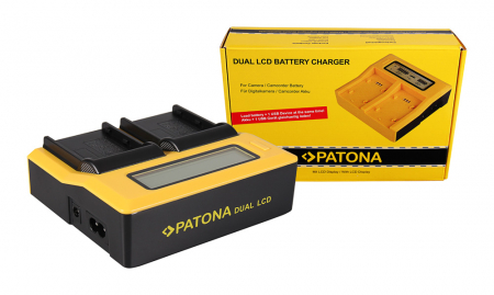 Aparate foto - Incarcator Dual LCD cu placute pentru acumulator Nikon EN-EL3e Patona