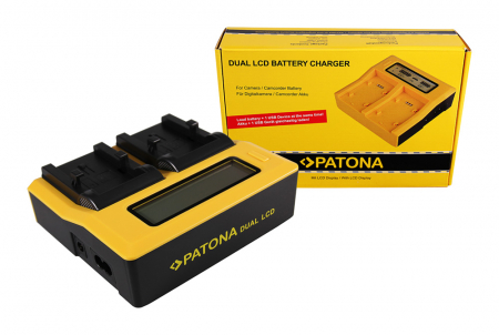 Aparate foto - Incarcator Dual LCD cu placute pentru acumulator Olympus Li-10B Patona