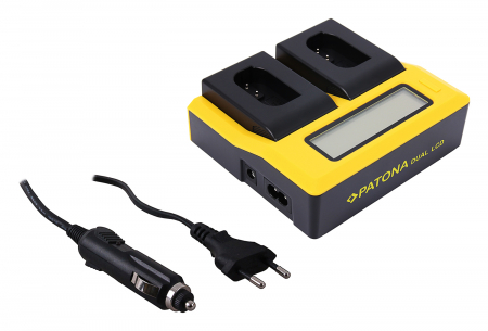 Aparate foto - Incarcator Dual LCD cu placute pentru acumulator Panasonic DMW-BLK22 Patona