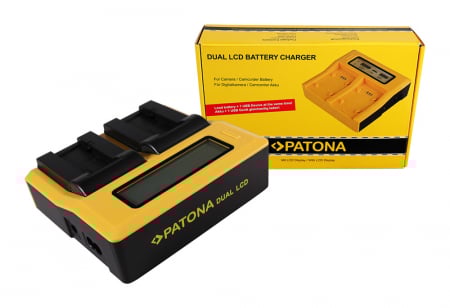 Aparate foto - Incarcator Dual LCD cu placute pentru acumulator Sony NP-FC10 Patona