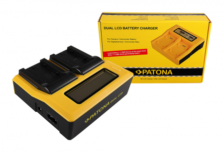 Aparate foto - Incarcator Dual LCD cu placute pentru acumulator Sony NP-FS10 Patona