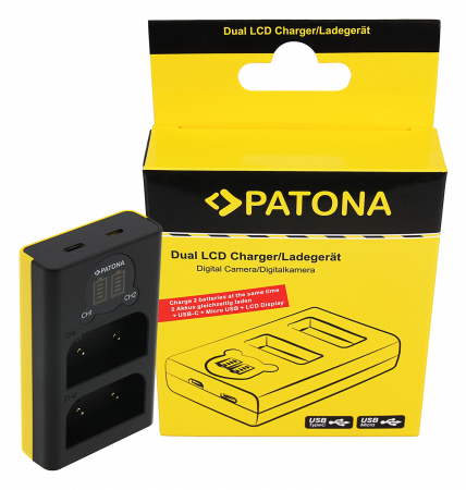 Aparate foto - Incarcator Dual LCD USB pentru acumulator Olympus BLX-1 Patona