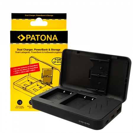 Incarcator Dual USB pentru Fuji NP-W126 FinePix cu funcție de power bank Patona