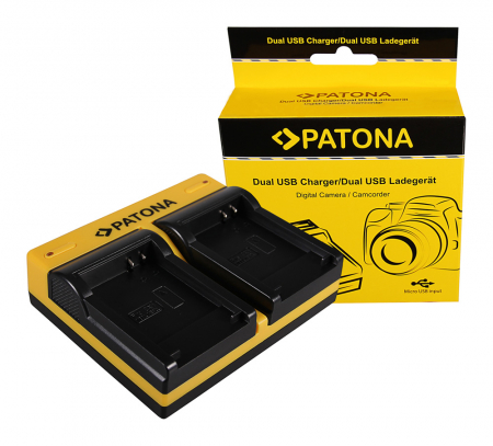 Aparate foto - Incarcator Dual USB cu placute pentru acumulator Canon NB-8L Patona