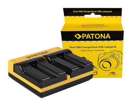 Aparate foto - Incarcator Dual USB cu placute pentru acumulator Canon NB-9L Patona