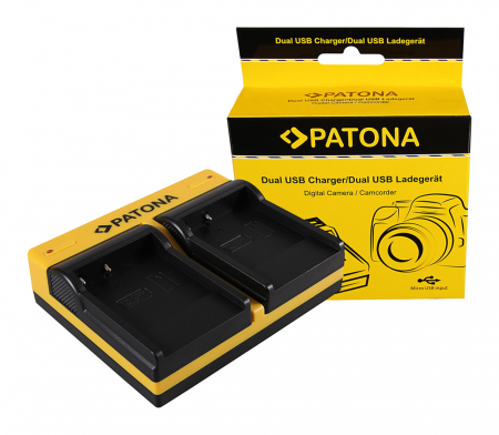 Aparate foto - Incarcator Dual USB cu placute pentru acumulator Casio NP-40 Patona