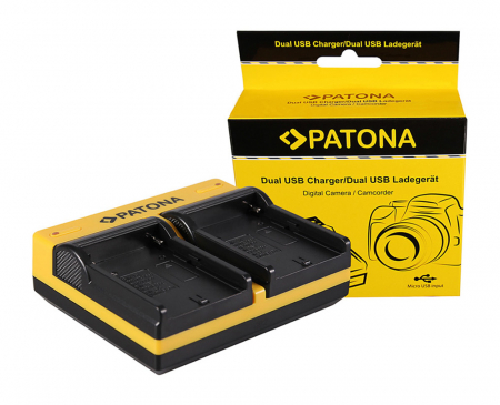 Aparate foto - Incarcator Dual USB cu placute pentru acumulator Sony NP-FM50 NP-F970 Patona