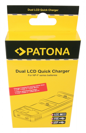 Incarcator Dual USB LCD pentru acumulator Sony NP-F550 NP-F750 NP-F970 FM50 FM500H Patona [5]