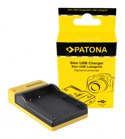 Aparate foto - Incarcator slim micro-USB pentru acumulator Panasonic DMW-BLF19 Patona