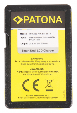 Incarcator Smart Dual LCD USB pentru acumulator Nikon EN-EL14 Patona [2]