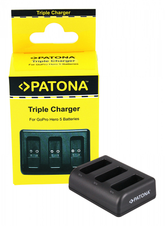 Camere video - Incarcator triplu USB pentru acumulator GoPro Hero 8 AHDBT-801 Patona