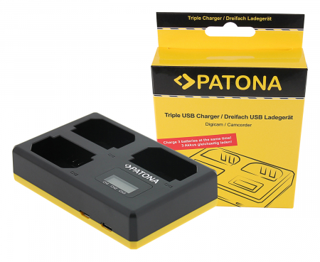 Aparate foto - Incarcator triplu USB pentru acumulator Sony NP-FZ100 Patona