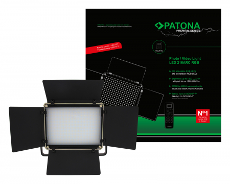 LED foto/video cu 216 LED-uri RGB reglabile include telecomandă Patona Premium [9]