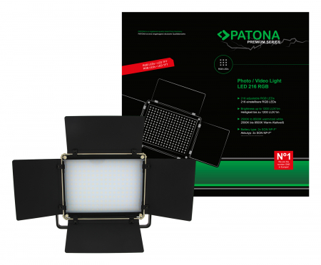 Blițuri și lumini foto/video - LED foto/vodeo cu 216 LED-uri RGB reglabile Patona Premium