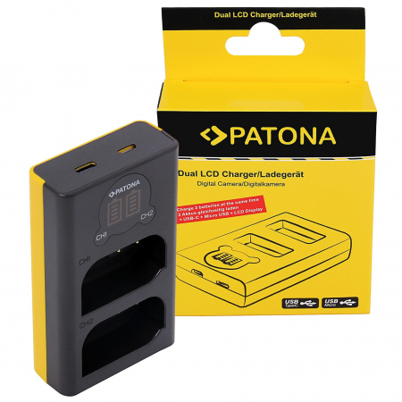 Pachet Incarcator Dual LCD USB si 2x Acumulator Patona Platinum Panasonic DMW-BLK22 [1]