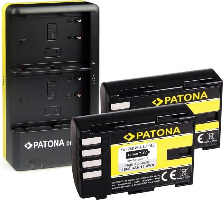 Pachete Promo - Pachet Incarcator Dual USB si 2 x Acumulatori Patona DMW-BLF19E pentru Panasonic Lumix DC-GH5 DMC-GH4
