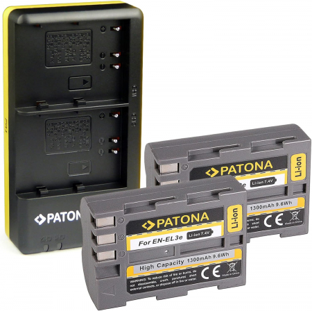 Pachete Promo - Pachet Incarcator Dual USB si 2 x Acumulatori Patona EN-EL3e pentru Nikon D700 D300