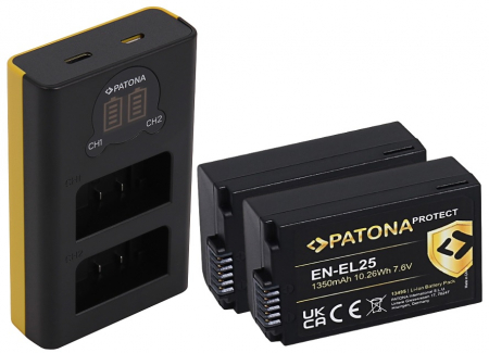 Pachete Promo - Pachet Incarcator Patona Dual LCD USB, 2x Acumulatori Patona Protect Nikon EN-EL25