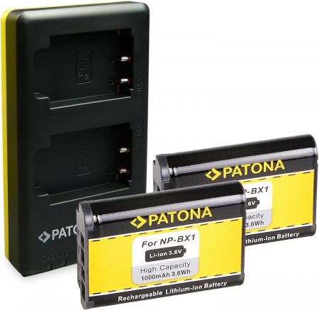 Pachete Promo - Pachet Incarcator Patona Dual USB, 2 x Acumulatori Patona NP-BX1 pentru Sony DSC-RX100, DSC-WX300