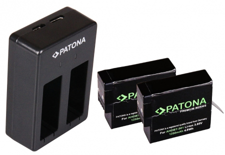 Pachete Promo - Pachet Incarcator Patona Dual USB, 2 x Acumulatori Patona Premium AHDBT-501 pentru GoPro Hero 5, 6, 7, 8