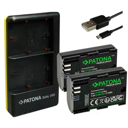 Incarcatoare & acumulatori - Pachet Incarcator Patona Dual USB, 2 x Acumulatori Patona Premium LP-E6 pentru Canon 7D 6D 5D Mark II III EOS R