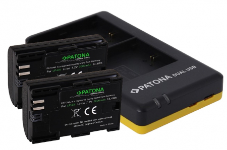 Pachete Promo - Pachet Incarcator Patona Dual USB, 2 x Acumulatori Patona Premium LP-E6 pentru Canon 7D 6D 5D Mark II III EOS R