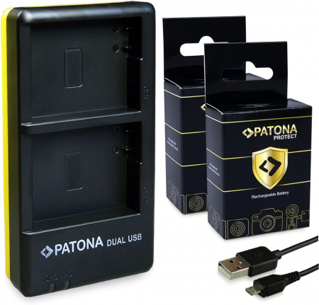 Pachet Incarcator Patona Dual USB, 2 x Acumulatori Patona Protect NP-W126S pentru Fujifilm FinePix X-T1, X-T3 [1]